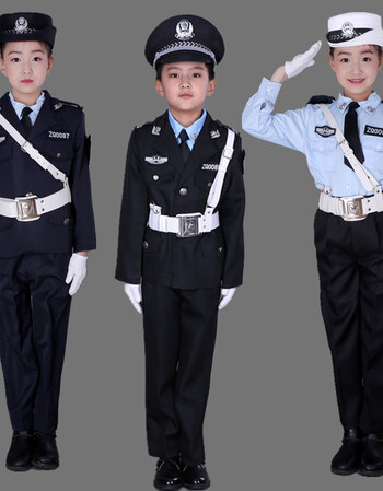 teaegg儿童小军装小警察服男女童小交警演出服小孩演出制服套装春秋常