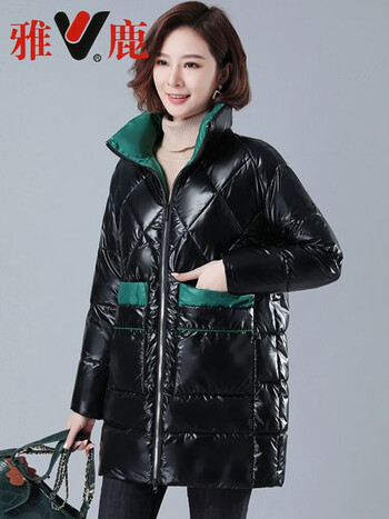 雅鹿中长款免洗羽绒棉服女装2023冬季新款韩版宽松小棉袄棉衣防寒外套