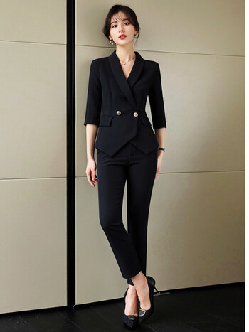 jme黑色西装外套女2022秋季款韩版休闲小个子薄款网红西服上衣工作服
