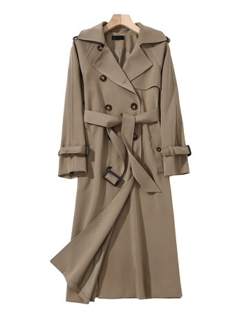 风衣外套女2023年春秋新款小个子流行大衣chic英伦风感卡其色xs105斤