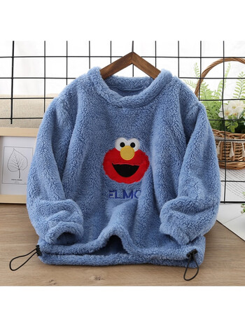 kidsmamdad儿童加绒加厚卫衣女童男童秋冬款舒棉绒圆领上衣小女孩宝宝