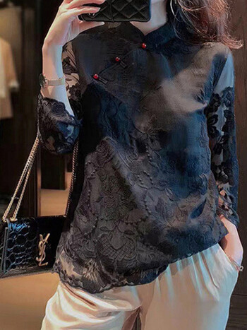 真丝中式唐装上衣女桑蚕丝复古中国风民国风改良时尚短款盘扣旗袍宽松