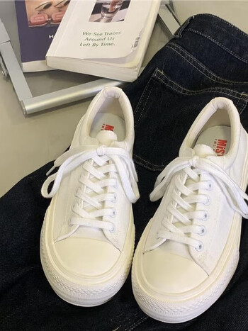 智时代厚底帆布鞋女增高溶解鞋2023新款小众百搭小白鞋复古休闲板鞋i