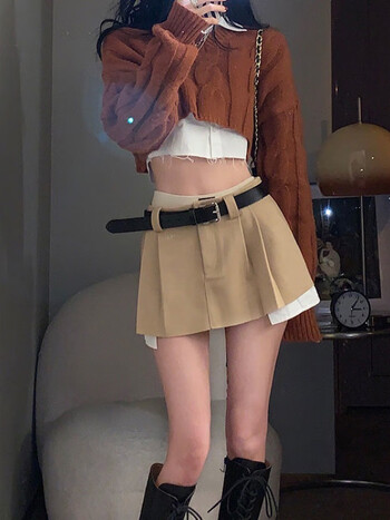 戴迩雅兰复古学院风超短裙春夏新款百褶裙半身裙女高腰性感显瘦a字裙