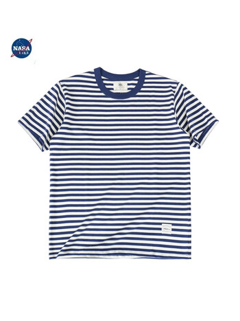 nasalike海魂衫男黑蓝白条纹t恤男短袖半袖海军320g重磅夏t美式复古棉