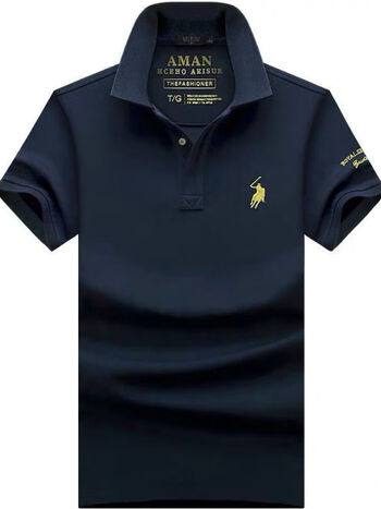 美国保罗polo男士短袖t恤95棉翻领大码t桖夏季男装半袖体恤蓝色s90110