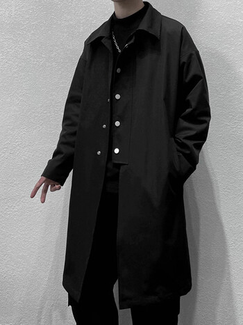 小郎人风衣男春秋季新款青少年学生ins潮流中长款宽松外套韩版男士大