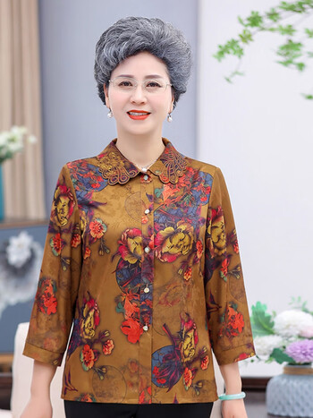 欧之裳老年人春装女衬衫60岁70奶奶装夏装老太太老人衣服妈妈七分袖