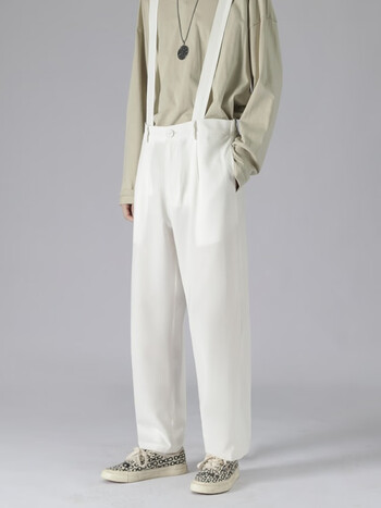 背带西裤男潮冷淡风裤子高级感日系高街工装吊带连体裤dk制服西装裤