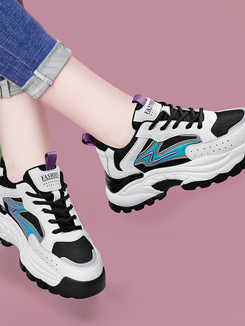 意尔康经典女士老爹鞋夏季透气旅游鞋新款女鞋夏款软底真皮运动休闲鞋