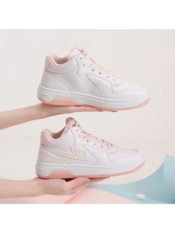 回力女鞋高帮板鞋2023春季休闲运动鞋子女ins潮小白鞋c876n白粉红35