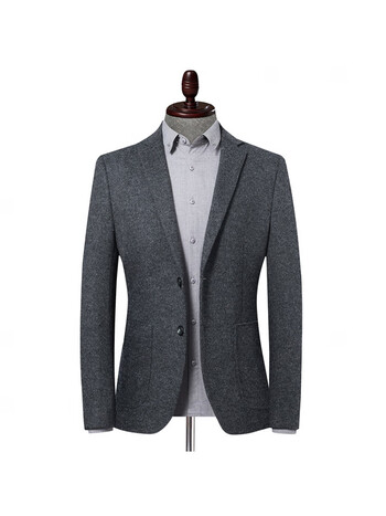 弘临羊毛西装男秋冬新款休闲小西装男中青年潮流韩版西服外套灰色170m