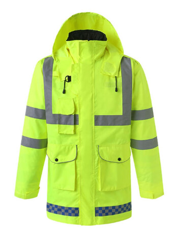 交通执勤反光棉服冬季路政加绒加厚保暖雨衣棉大衣外套工作衣安袄防