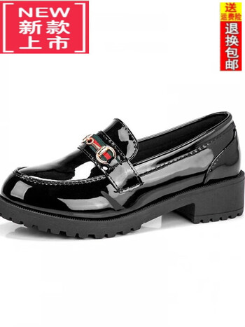 kashaqian英伦风小皮鞋女2024新款春秋季漆皮单鞋学生漆皮百塔平底