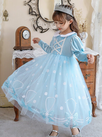 依百购冰雪奇缘2艾莎公主裙秋冬季儿童爱沙连衣裙春秋新款elsa长袖