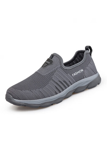 足力健妈妈鞋夏季透气中老年健步鞋舒适中年女鞋网面鞋一脚蹬老人深灰