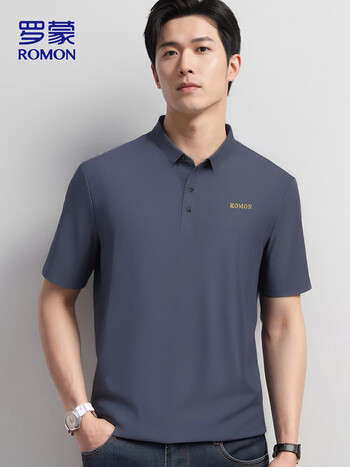 【罗蒙t恤】罗蒙(romon)冰丝短袖t恤男2024夏季商务正装男士打底衫