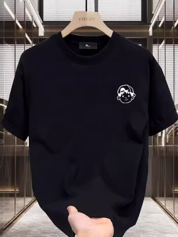 可穿t恤男夏季百搭短袖休闲韩版重磅装特大码300斤休闲黑色男孩头像m