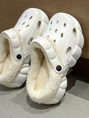 誓从可拆卸拖鞋冬天棉拖鞋棉秋冬季室内家居厚底防水防滑毛绒洞洞鞋