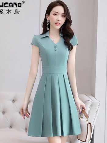 啄木鸟官方品牌棉麻连衣裙女2024年夏季新款韩版气质淑女收腰小个子a