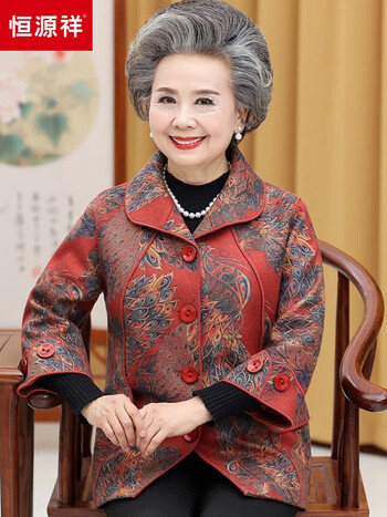 恒源祥奶奶装秋装毛呢外套60岁70老人衣服中老年人女春秋老太太呢子