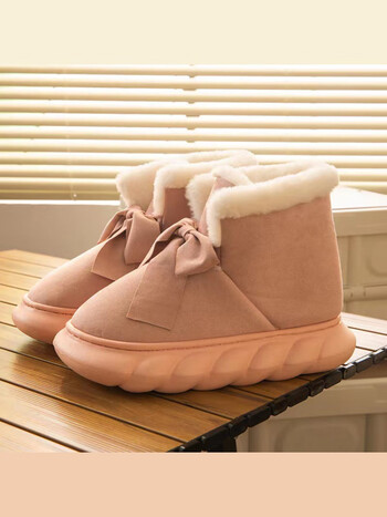 科里弗兰雪地靴女冬季居家室内家用加绒保暖厚底防滑踩死感包跟棉拖鞋