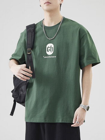 班尼路baleno2024夏季新款重磅圆领短袖上衣男士t恤宽松日系ins休闲墨