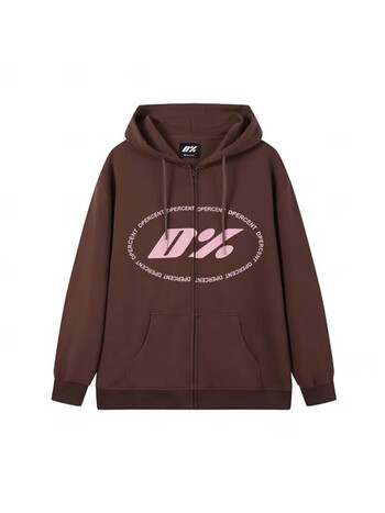 dpercent  d basic wear大logo拉链连帽卫衣帽衫嘻哈风同款潮 棕粉
