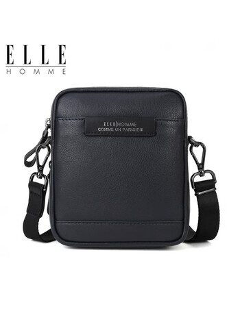 ellehomme单肩包男士斜挎包专柜款手机包牛皮款z黑色ea851201942