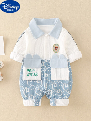 迪士尼disney品牌童装婴儿衣服春秋款爬服新生儿秋季连体衣满月宝宝