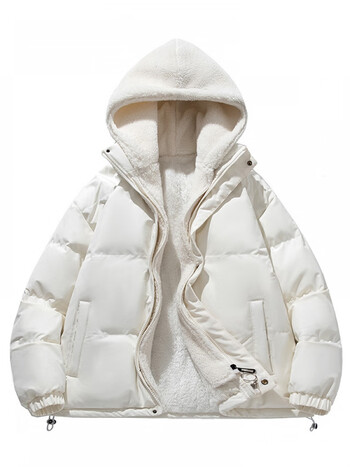 易穿搭易打理棉衣男士冬季羊羔绒外套冬装衣服加绒棉袄情侣面包服潮牌