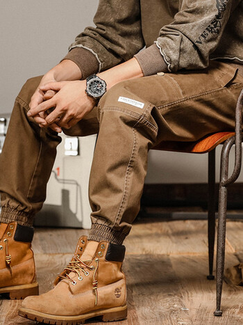 官方jeep吉普美式复古水洗工装裤子男春季宽松直筒休闲裤男春秋新款阔