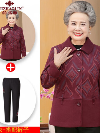 俞兆林中老年人秋装外套女70岁80奶奶装冬装毛呢上衣老太太老人衣服