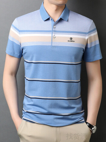 leecooper短袖t恤夏季休闲翻领纯棉新男士中青年时尚条纹舒适polo打底