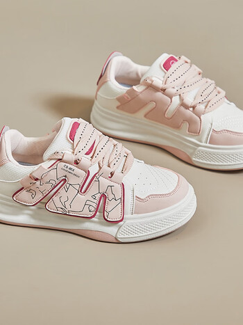 季回力休闲鞋断码女鞋樱花粉小白鞋女2023春秋新款厚底百搭高中初中