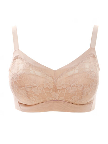 桑扶兰21春夏无钢圈文胸女全罩杯蕾丝上托聚拢收副乳内衣雅肤色80c