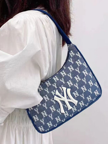 【商场同款】韩国mlb腋下包包潮牌时尚潮流女秋冬ins超火牛仔老花手提