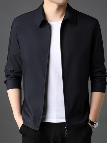 zcsqz高端品牌男士中青年秋冬新款夹克男休闲商务爸爸装简约免烫舒适