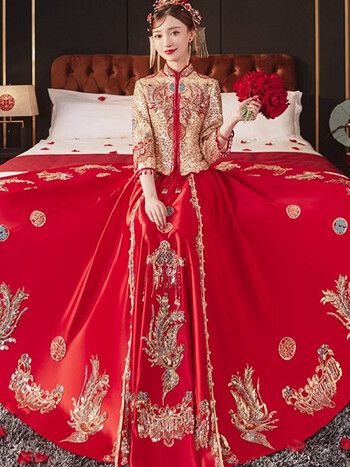 枝己zeimssmm秀禾服新娘2022新款古装中式嫁衣结婚礼服龙凤褂敬酒服
