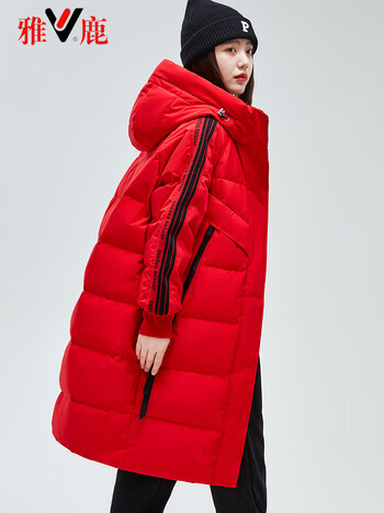 雅鹿羽绒服女中长款连帽运动休闲小个子冬装加厚保暖韩版时尚气质百搭