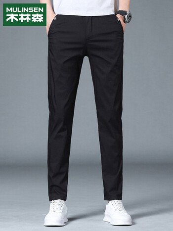 商务休闲裤男士潮流百搭修身直筒小脚男裤j13f1241230298黑色344xl