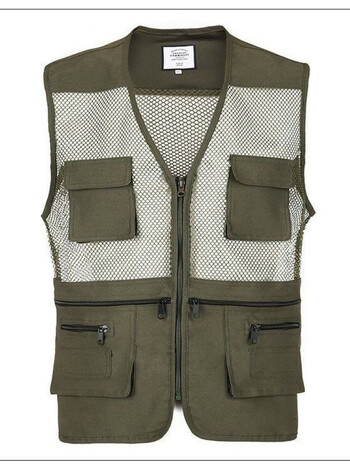 夏季网眼中老年马甲男多口袋透气薄款马夹爸爸装户外钓鱼休闲坎肩sn