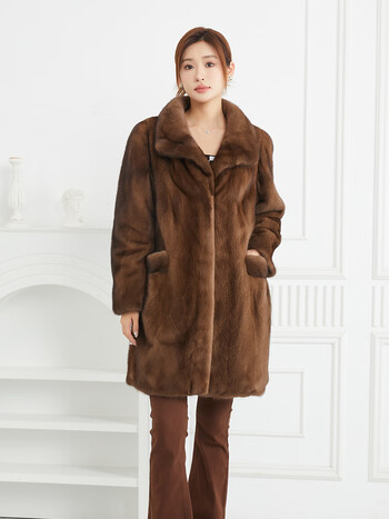 颂伊卡2023年新款进口貂皮大衣女整貂中长款水貂裘皮外套女冬季保暖好