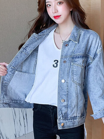 短外套女牛仔春夏季新款时尚休闲大码宽松百搭显瘦牛仔衣纯色夹克上衣