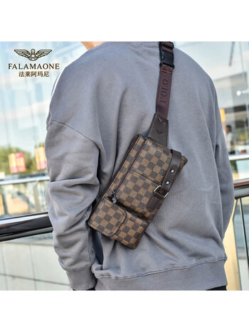 法莱阿玛尼falamaone男斜挎包休闲时尚通勤百搭男包单肩包男士包黑色