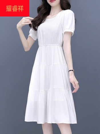 耀睿祥女装品牌前十名2024年最新款短袖连衣裙女雪纺小个子收腰显瘦