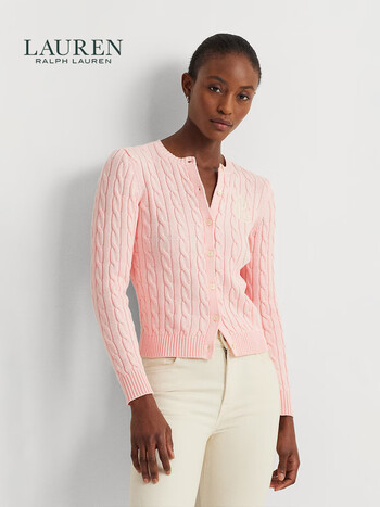 lauren ralph lauren 拉夫劳伦 女装 24年春修身版绞花编结棉针织开襟