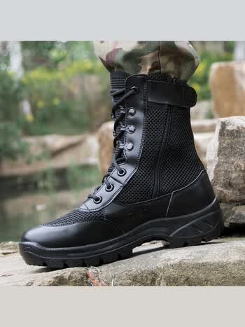 21式作战靴17新式07特种作训靴超轻靴战靴男黑色拉链透气网眼靴女保安