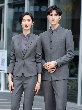 维可萝中国风西装套装男女同款中式商务宴会演出服秋冬中山装工作服