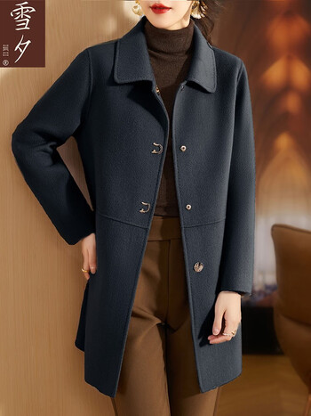 雪夕(xuexi) 雪夕 双面呢外套妈妈装秋装中年女装秋冬款中长款女新款